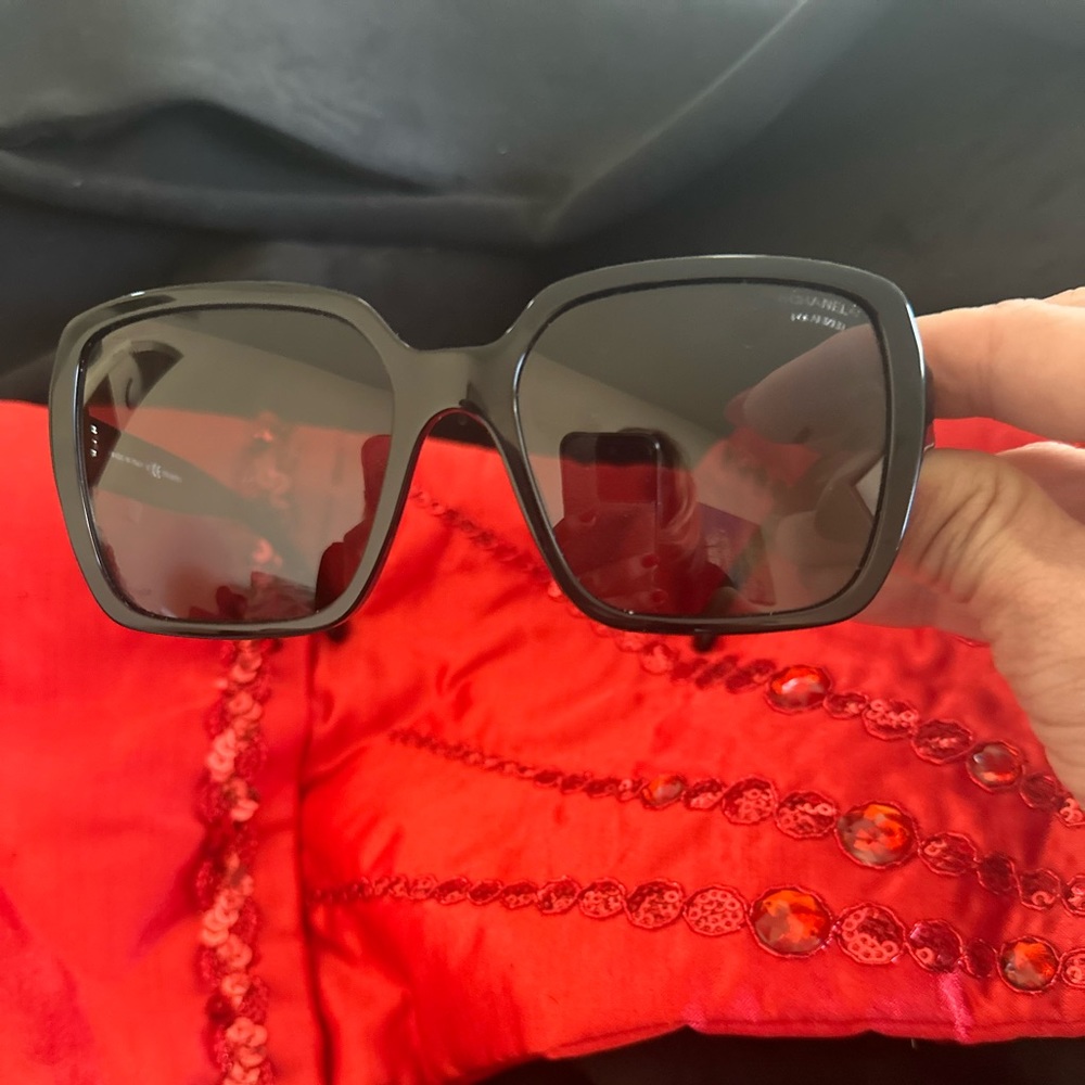 Authentic Chanel black square framed glasses